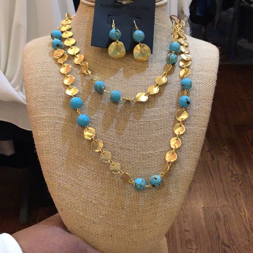 Karine Sultan Long Turquoise Necklace