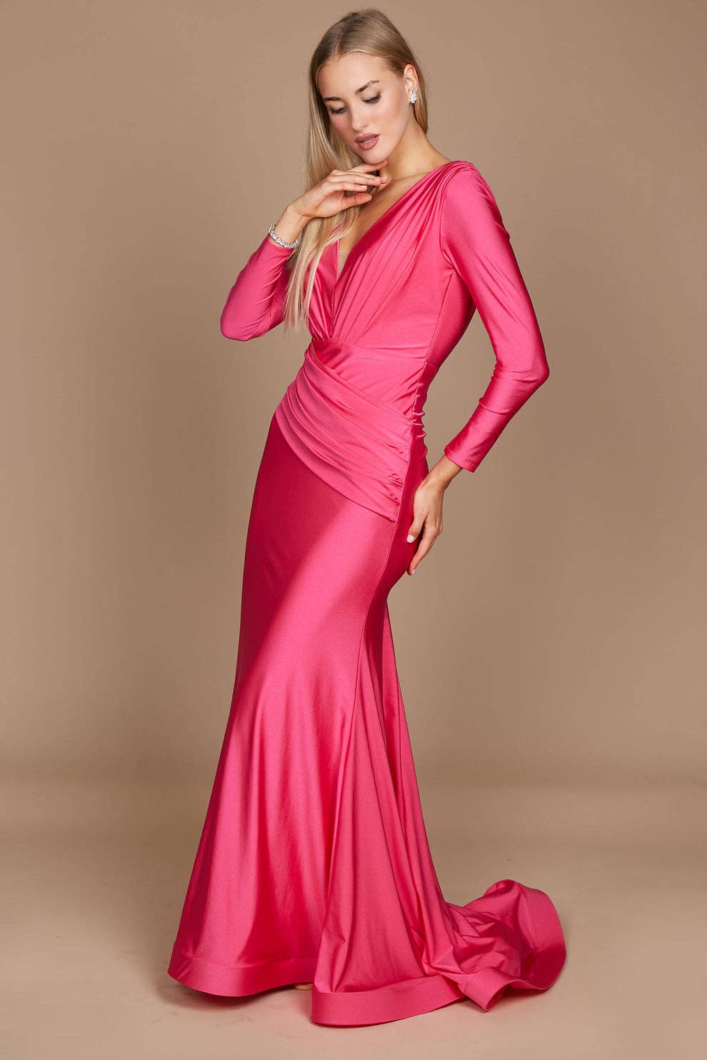 Kos Couture - Long Sleeve Formal Evening Dress  : Royal / 14