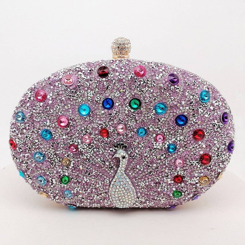 UZ Store Peacock Embellished Evening Clutch: BLACK