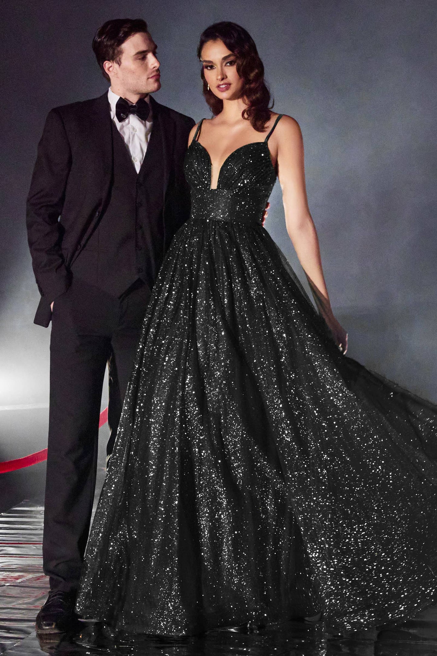Ladivine by Cinderella Divine - LAYERED GLITTER BALL GOWN: Royal / 4
