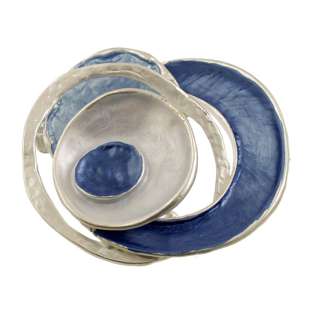 Origin Jewelry - Magnetic Brooch, Organic Circles, Greens, Blues, Blk/Wht/Gld: Black Silver