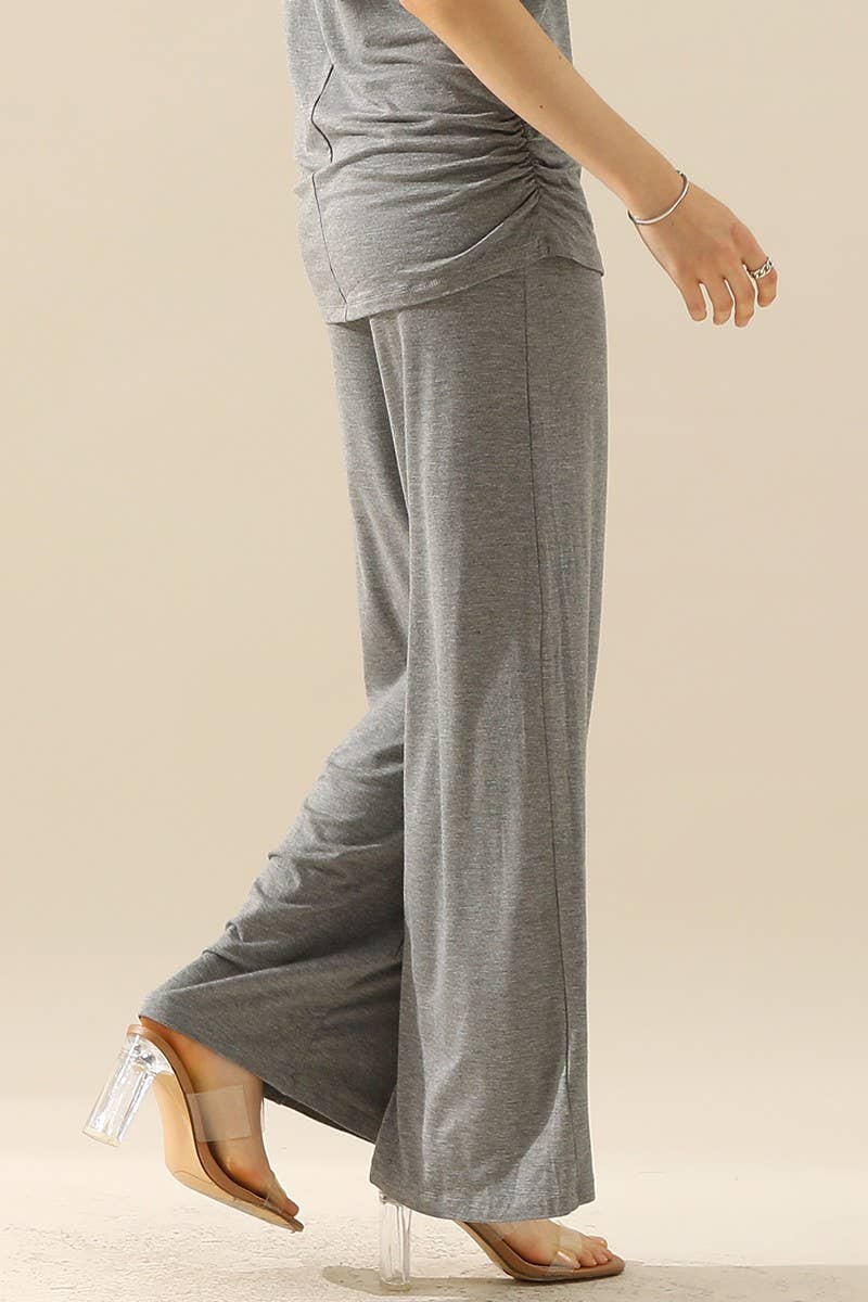 NINEXIS - CWBLP410_HIGH WAIST WIDE LEG PALAZZO LOOSE CASUAL PANTS: BLACK / (L) 1