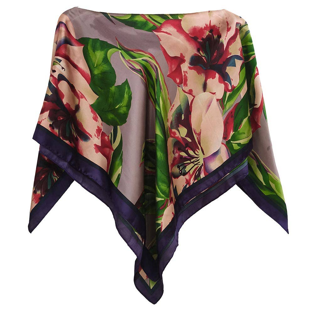 Sensibling Corp. - Abstract Floral Print Scarf Poncho