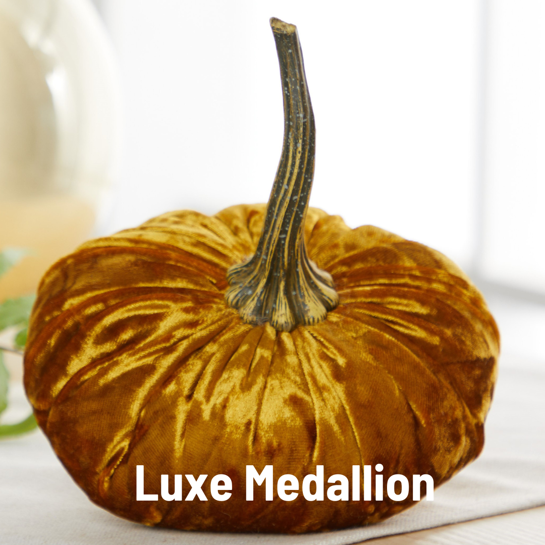 Your Heart's Content - Pumpkin Large Velvet, Fall Decor, Shelf Sitter, Tablescape: Gold