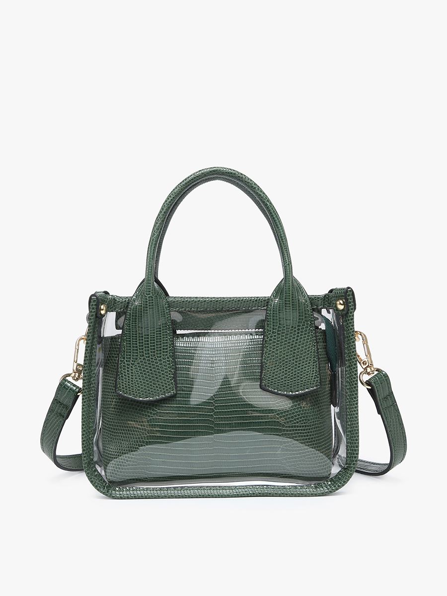 Jen & Co. - M2225CR Stacey Clear Satchel w/ Inner Bag: Silver