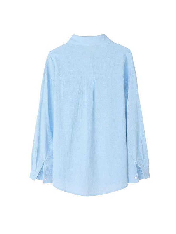 UZ Wholesale Store - High-Low Long Sleeves Split-Joint Lapel Blouses: WHITE / XL
