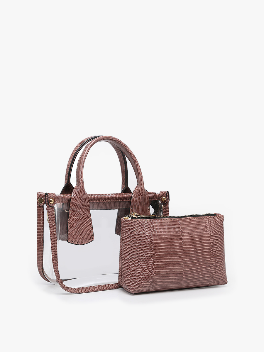 Jen & Co. - M2225CR Stacey Clear Satchel w/ Inner Bag: Silver