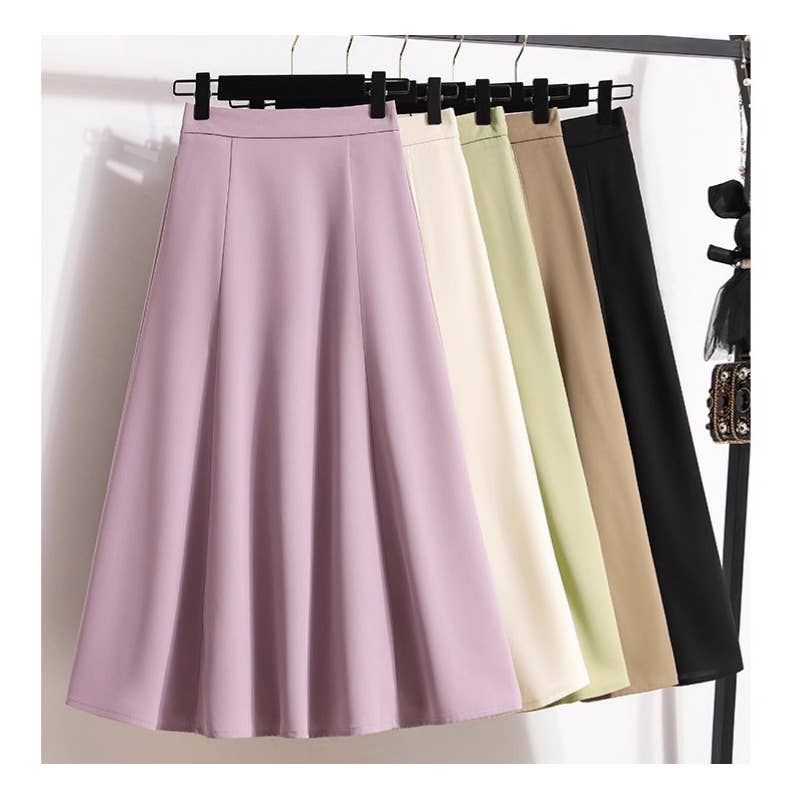 UZ Wholesale Store - High Waist Elastic Midi Skirt: BLACK / M