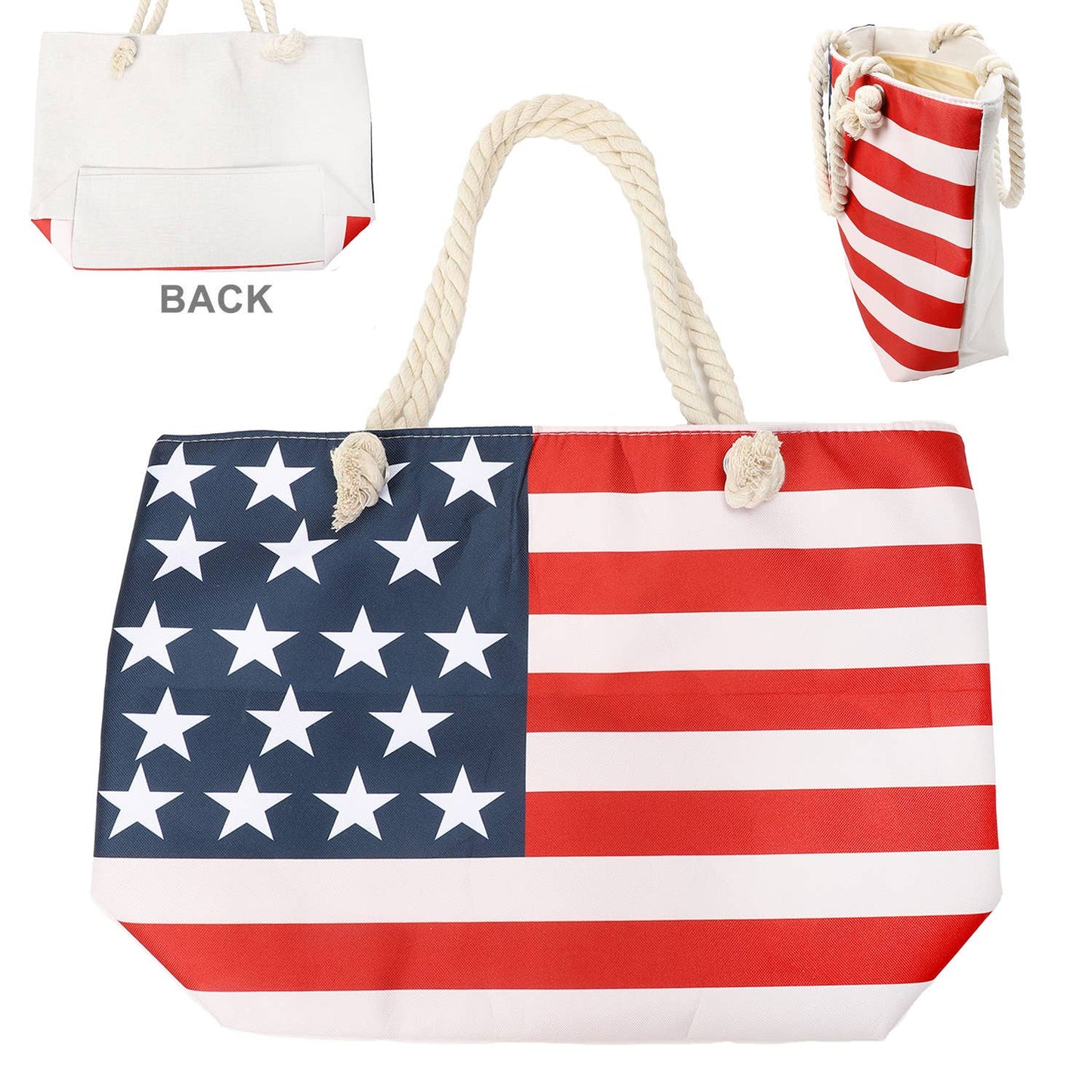 SP Sophia Collection - American Flag Themed Canvas Tote Bag : Flag