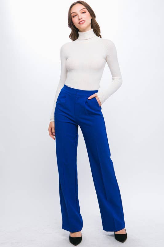 42POPS - ",...SI-25289 Regular-Fit Dress Pants w/ Elastic Back: Black-159548 / M