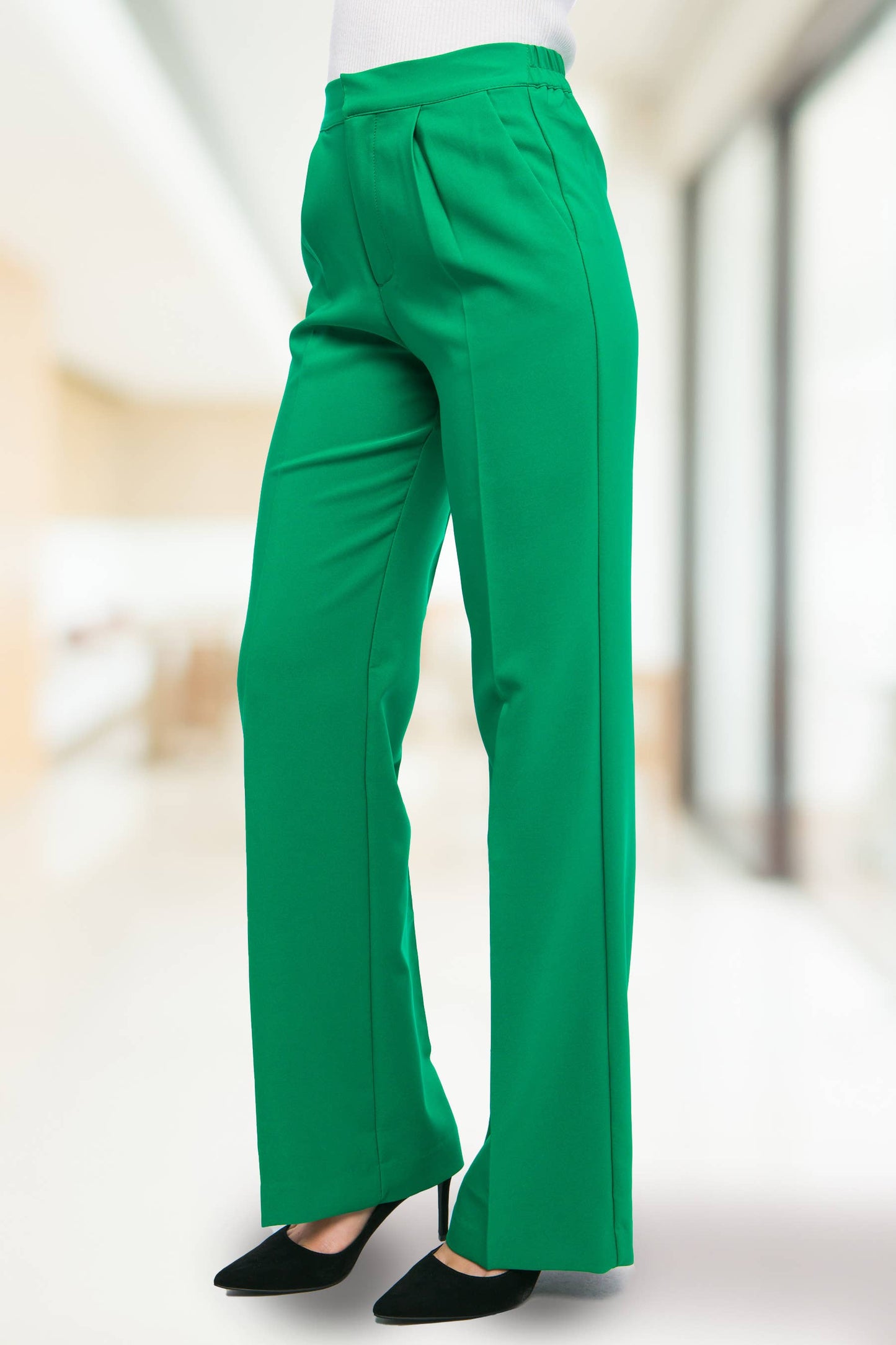 42POPS - ",...SI-25289 Regular-Fit Dress Pants w/ Elastic Back: Black-159548 / M