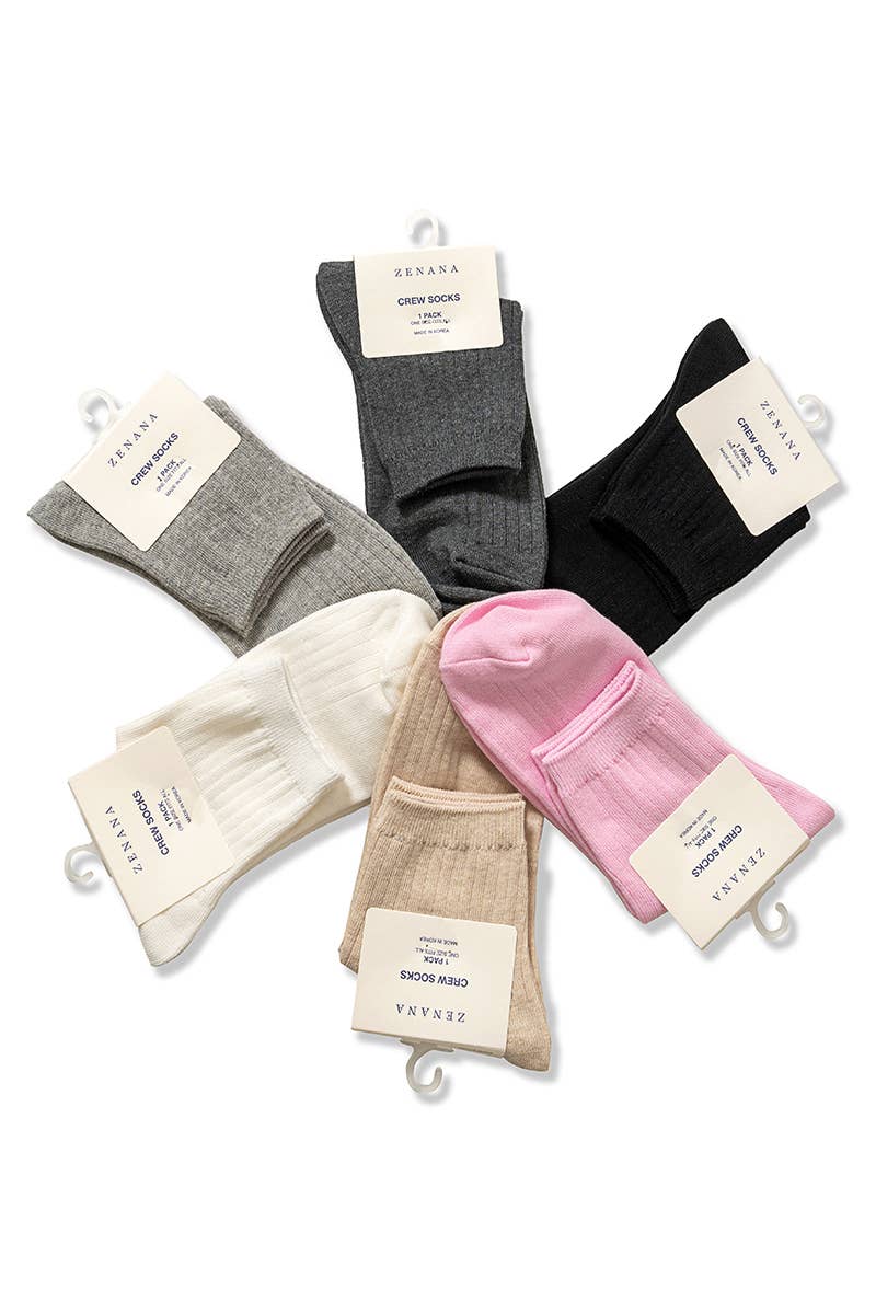 42POPS - .SI-26275 Cotton Crew Socks: H BEIGE-167936 / OS