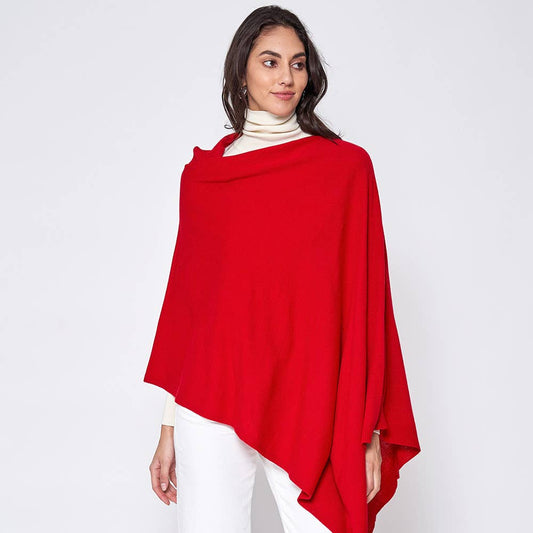 Sensibling Corp. - Solid Scarf Poncho: Red