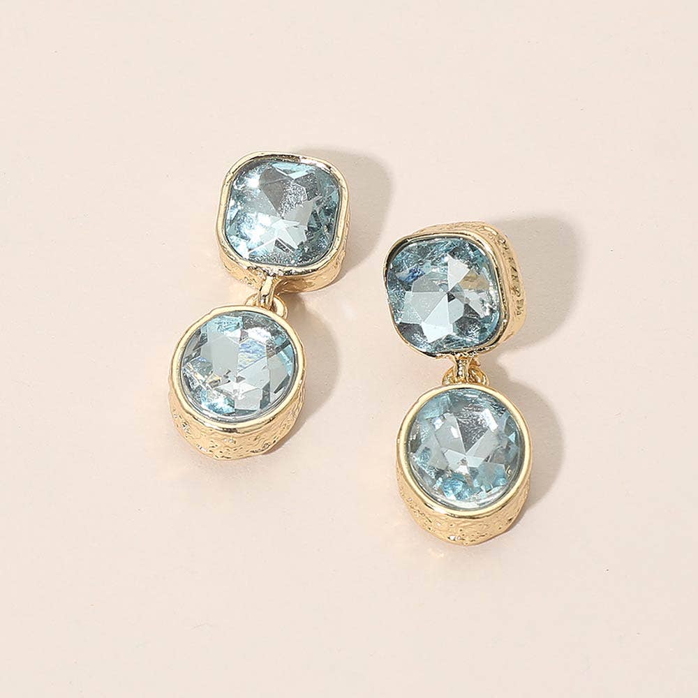 Sensibling Corp. - Square Oval Stone Link Drop Earrings: White