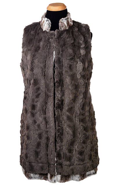 Mandarin Vest Long, Reversible less pockets: X-Large / Khaki/Ivory