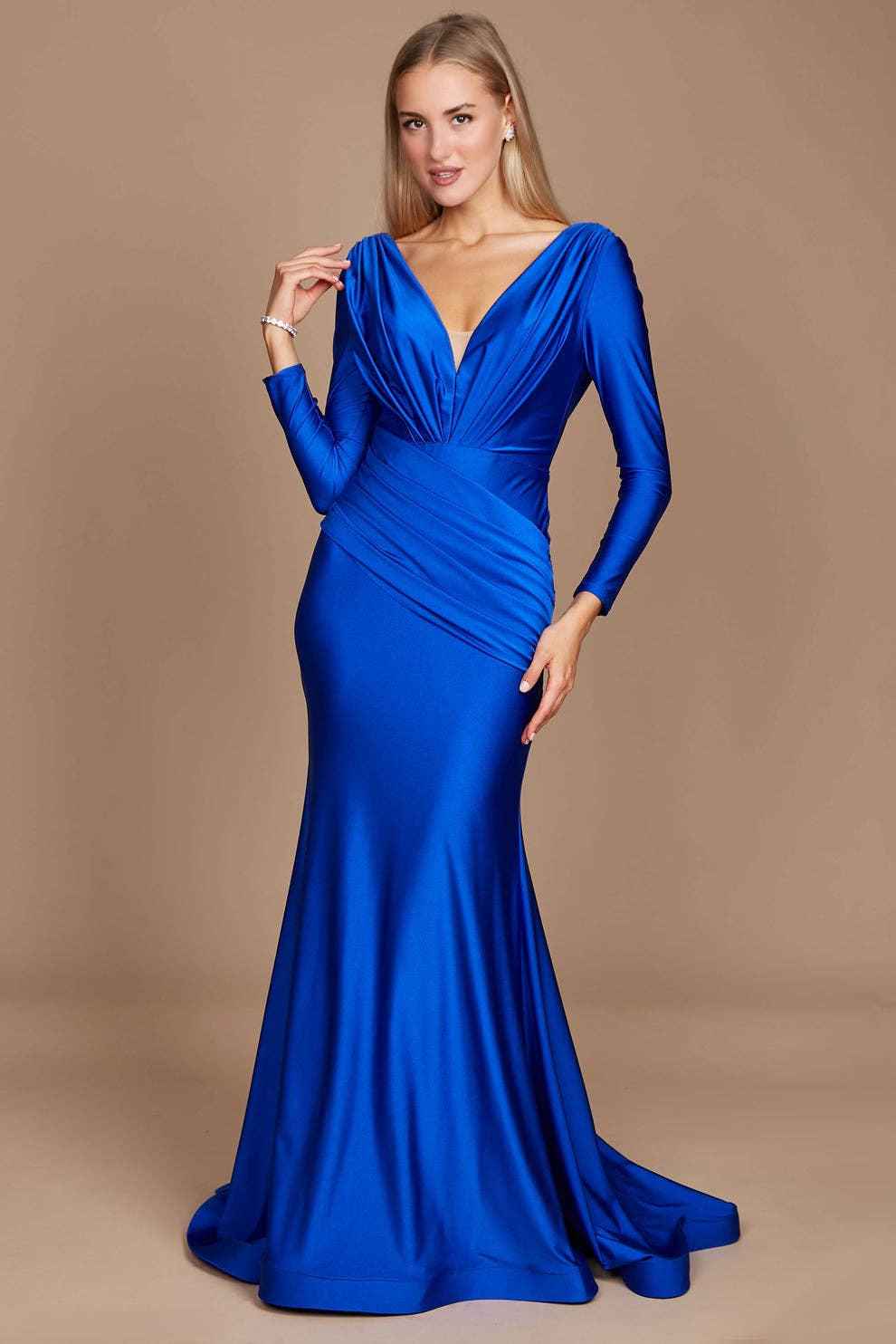 Kos Couture - Long Sleeve Formal Evening Dress  : Royal / 14