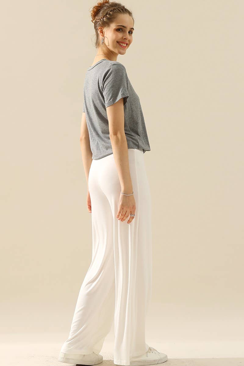 NINEXIS - CWBLP410_HIGH WAIST WIDE LEG PALAZZO LOOSE CASUAL PANTS: BLACK / (M) 1