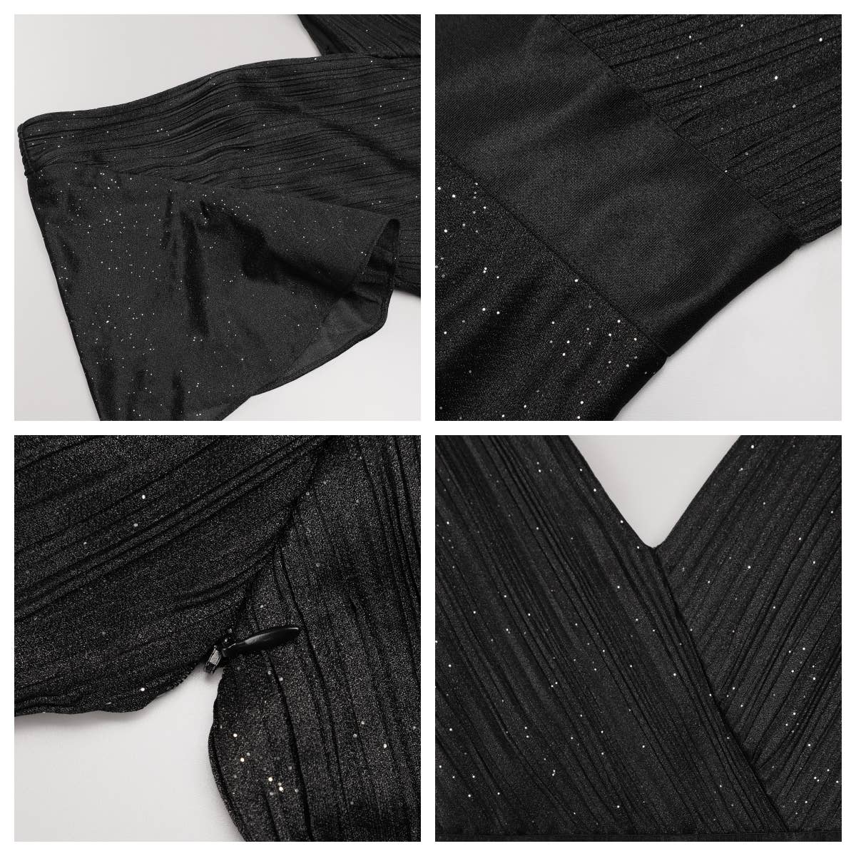 Ever-Pretty - Deep V Neck Ruffles Sleeve A Line Evening Dress: Dark Green / 24