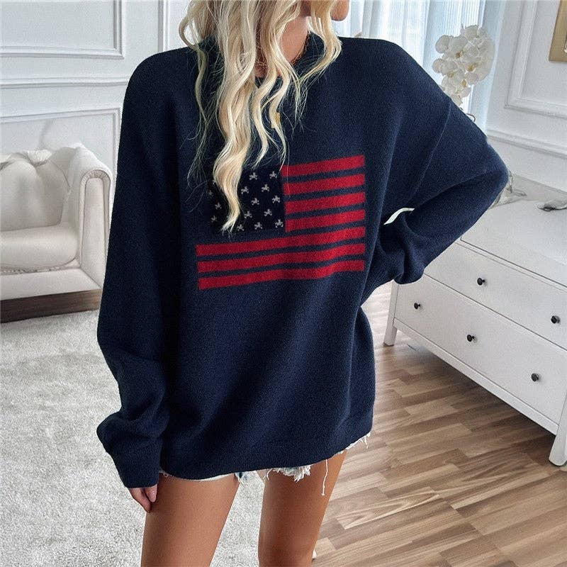 UZ Wholesale Store - Loose Fit Color Block Casual Pullover Sweater: Apricot / XL
