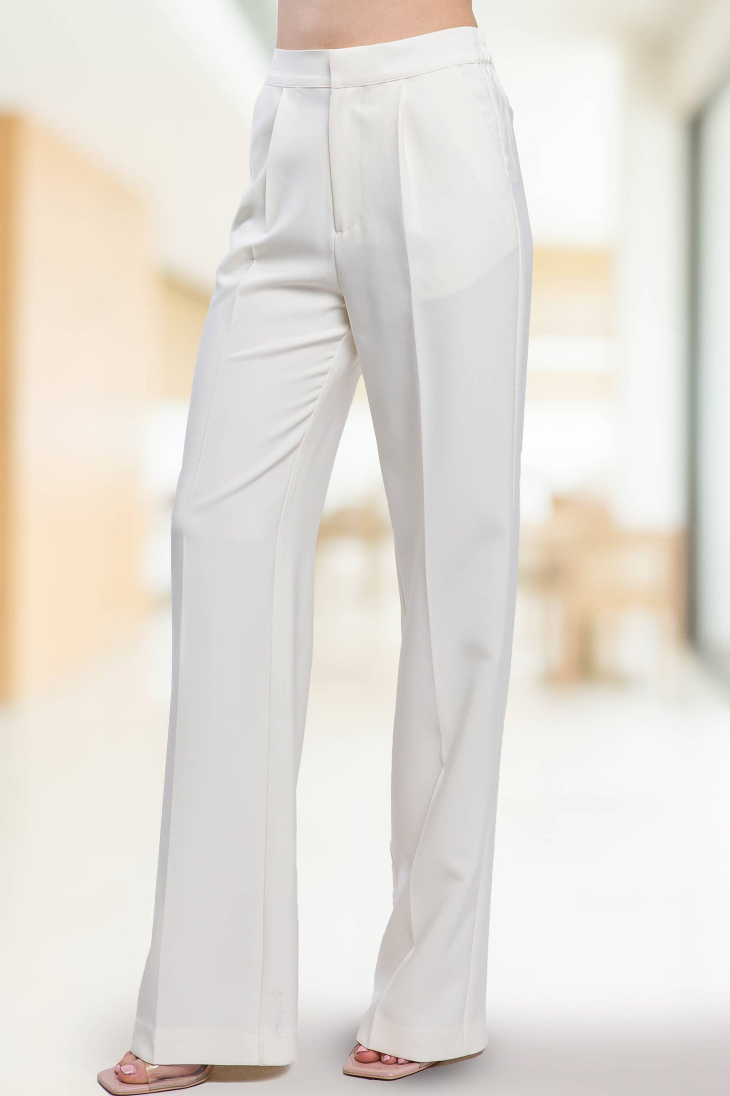 42POPS - ",...SI-25289 Regular-Fit Dress Pants w/ Elastic Back: Black-159548 / M