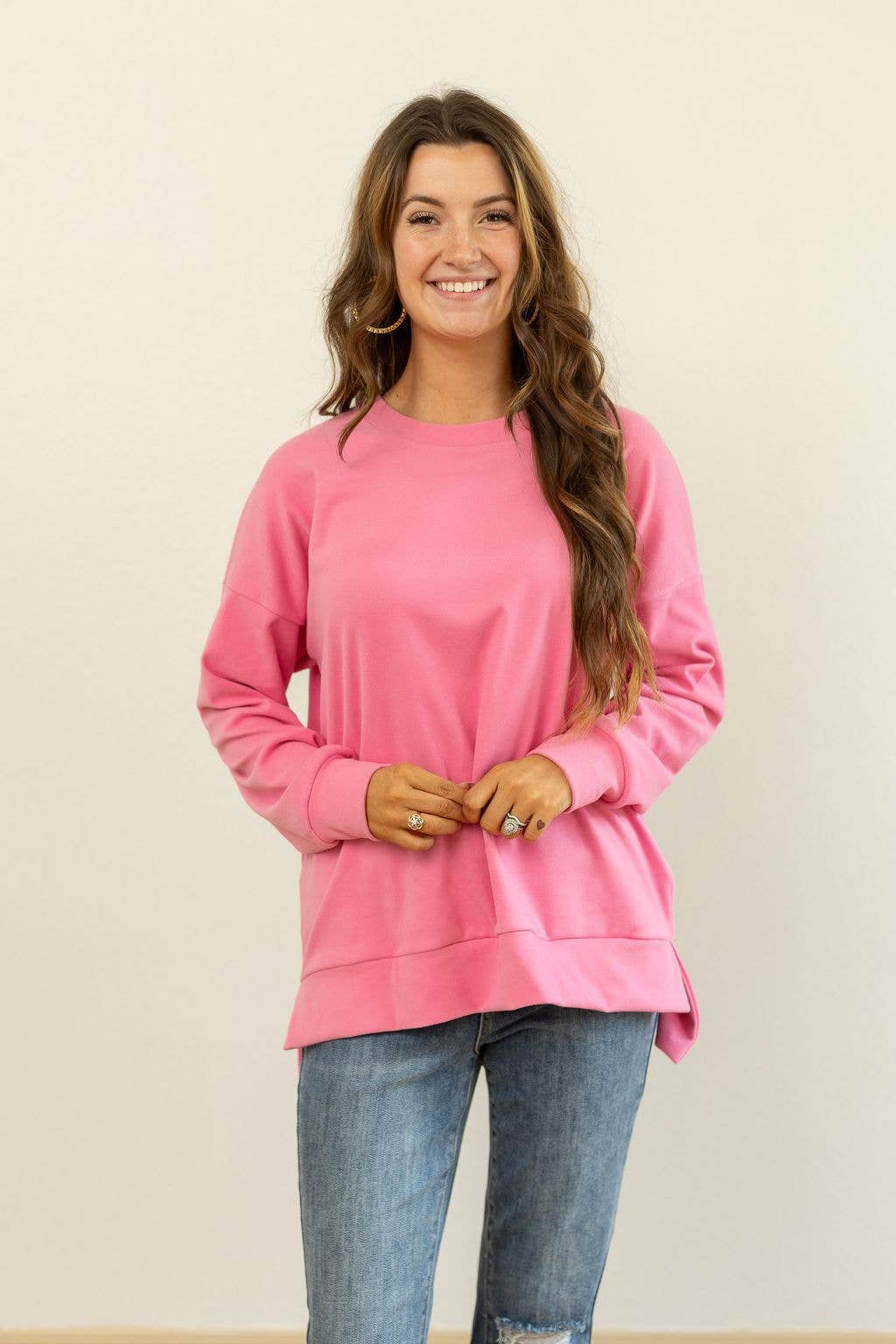 GRACE+EMMA by Southern Grace - Micro Fleece Crewneck, Pink: Pink / 2XL
