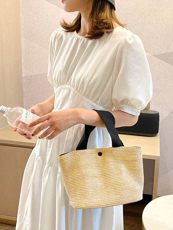 FurDecoration - Simple Casual Vacation Weave Bag: WHITE / One_size
