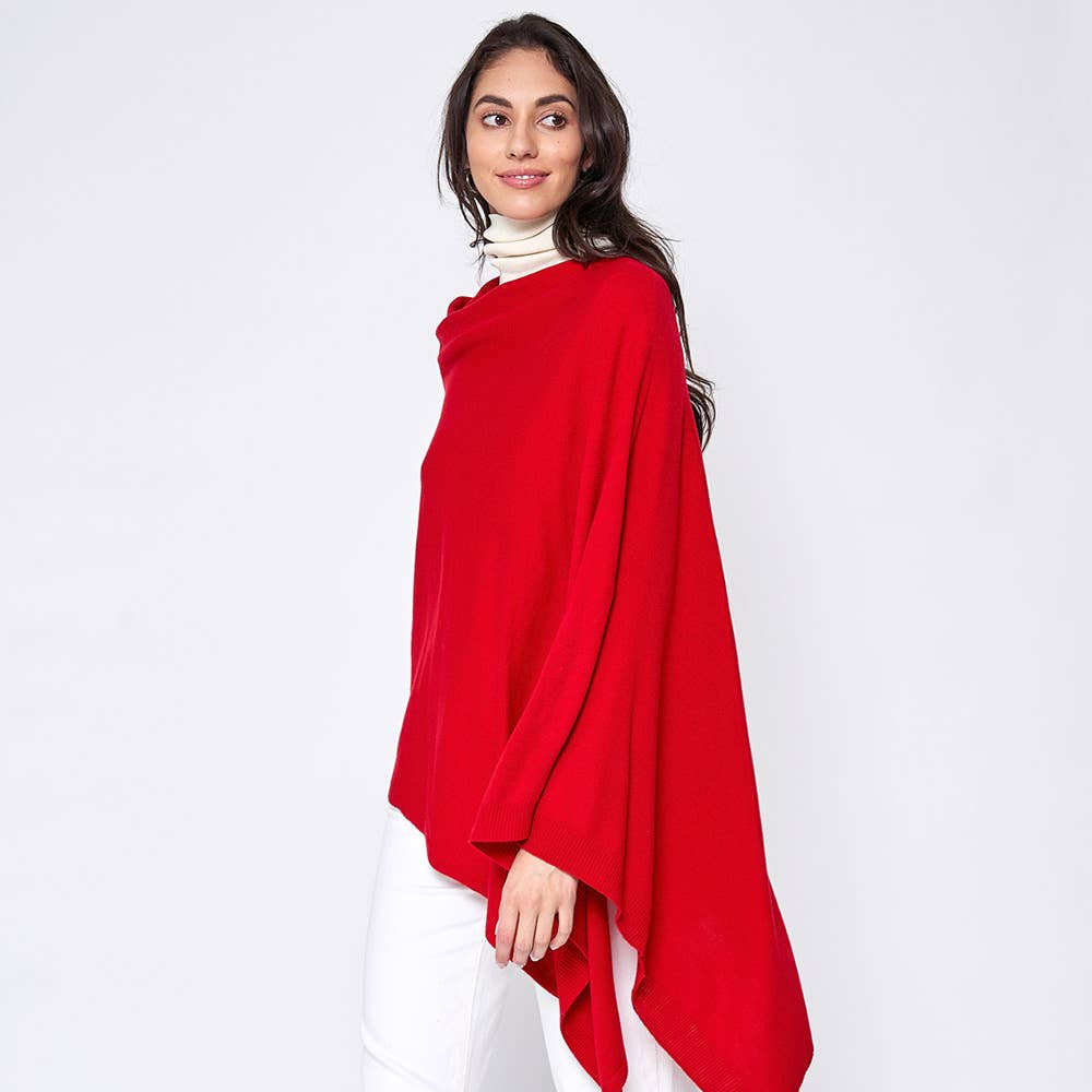 Sensibling Corp. - Solid Scarf Poncho: Red