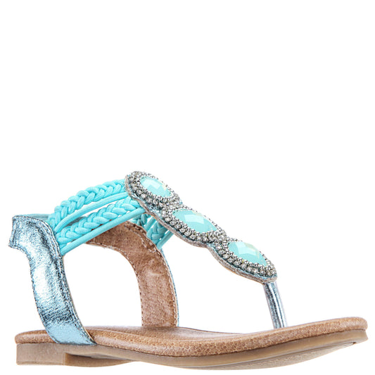 Kidpik - Jeweled Strappy Sandal: Aqua Splash / 13-5 Youth