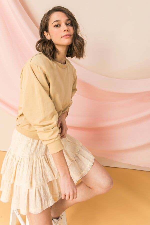 FLYING TOMATO - A sweatshirt top-AT2106: TAN / LARGE