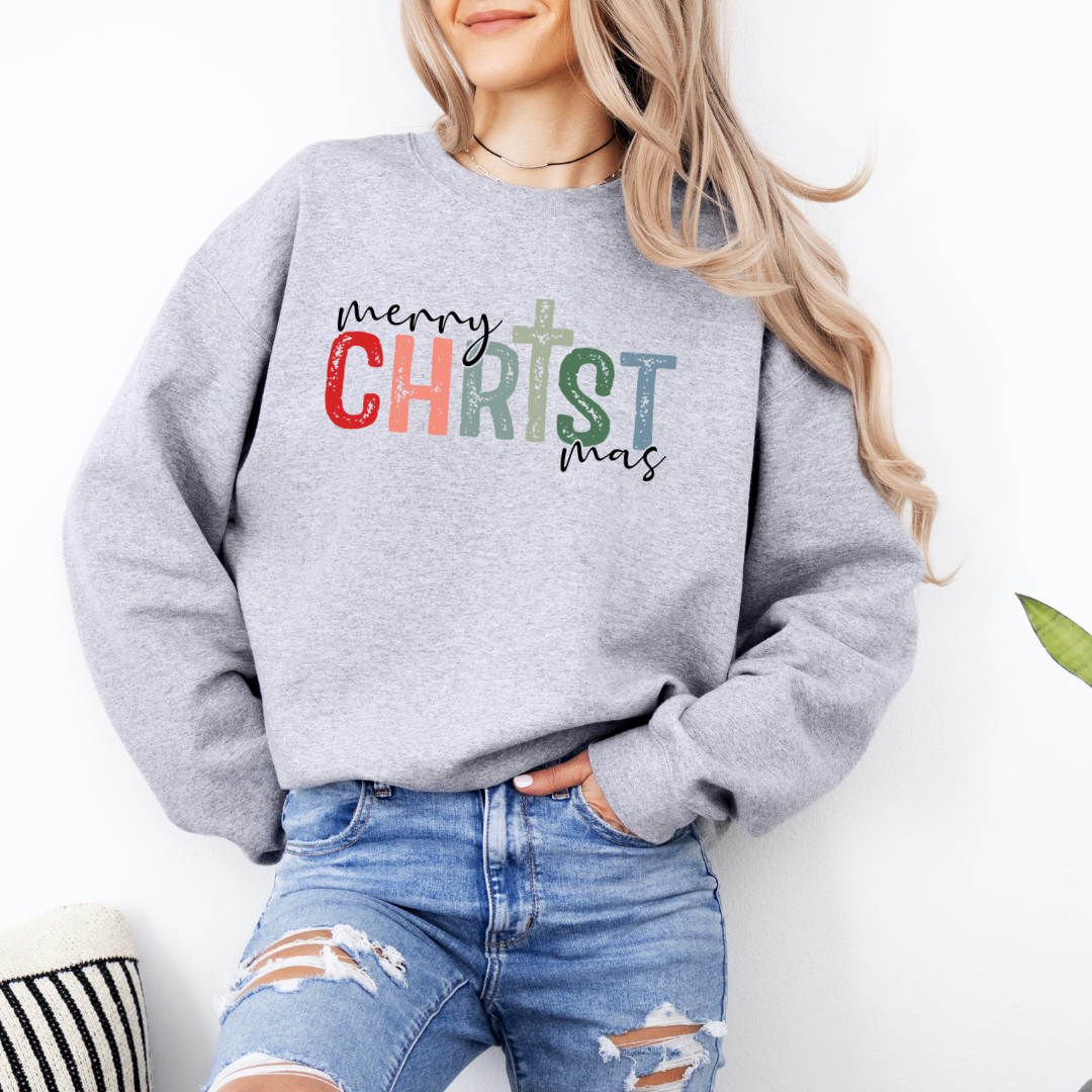 Wholehearted Motherhood and Co. - CHRISTmas Christmas Sweatshirt - Christmas Tee - Graphic Tee: Sand / Small