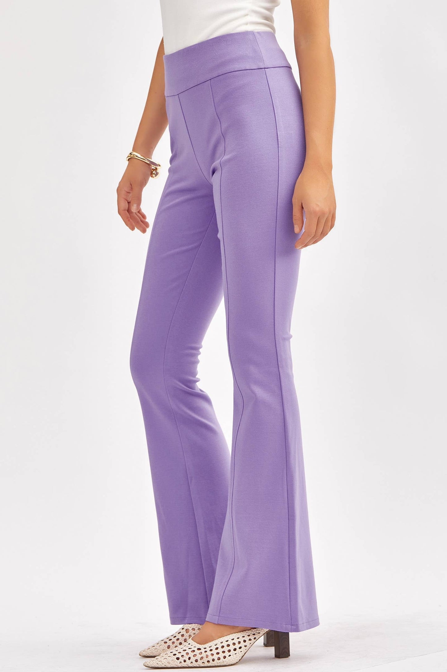 Dear Scarlett - Magic High Waisted Kick Flare Pants: VIOLET / XL