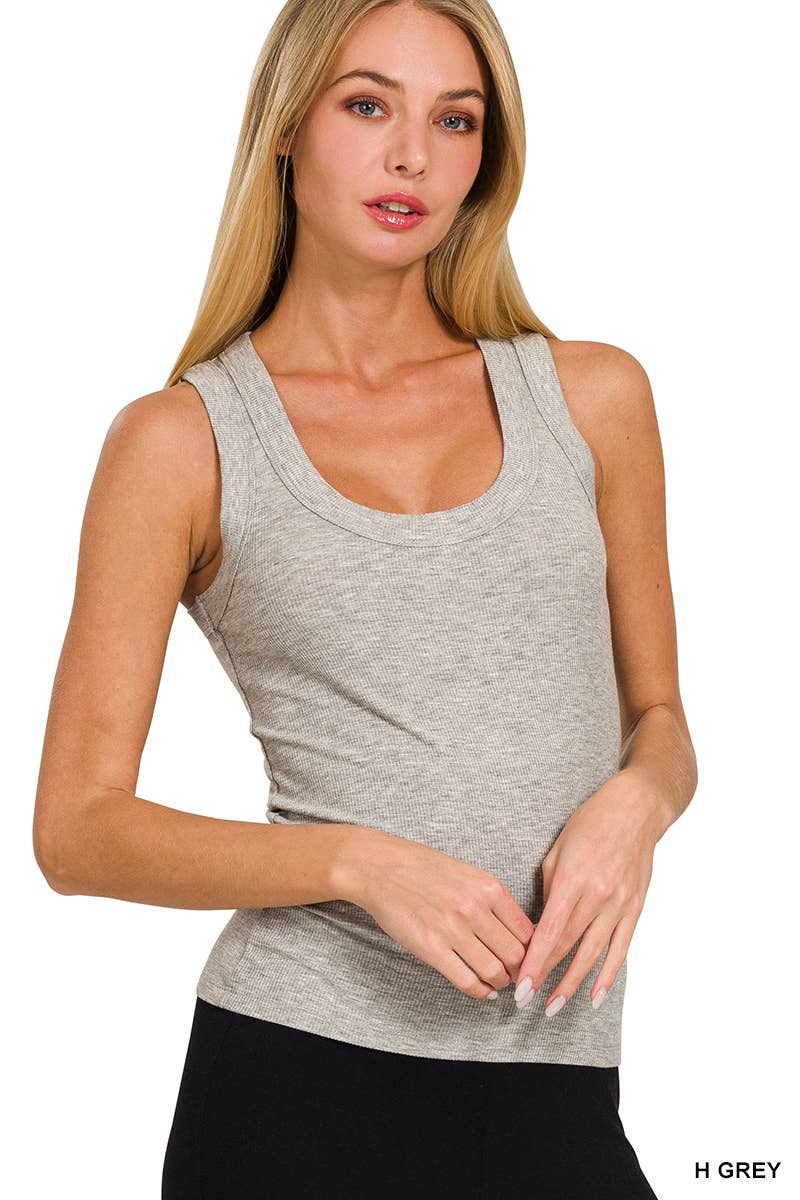 42POPS - ",,,,, Ribbed Scoop Neck Tank Top: HOT PINK-176336 / XL