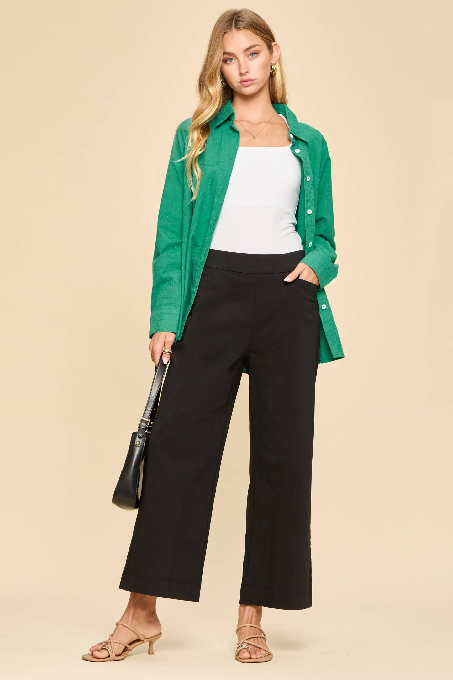 Dear Scarlett - Everyday Only Pair Wide Leg Pants: OFF WHITE