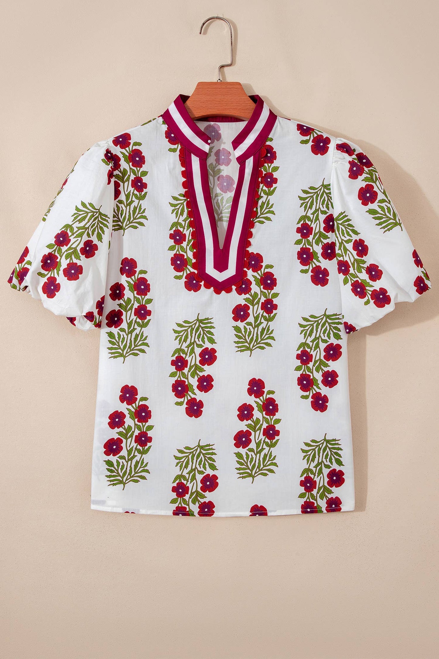 66DISCO - Floral Short Bubble Sleeve Contrast Plus Size Top (S-4X): Black / 3X