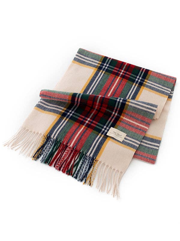 UZ Wholesale Store - Keep Warm Plaid Tasseled Shawl&Scarf: DEEP RED / One_size