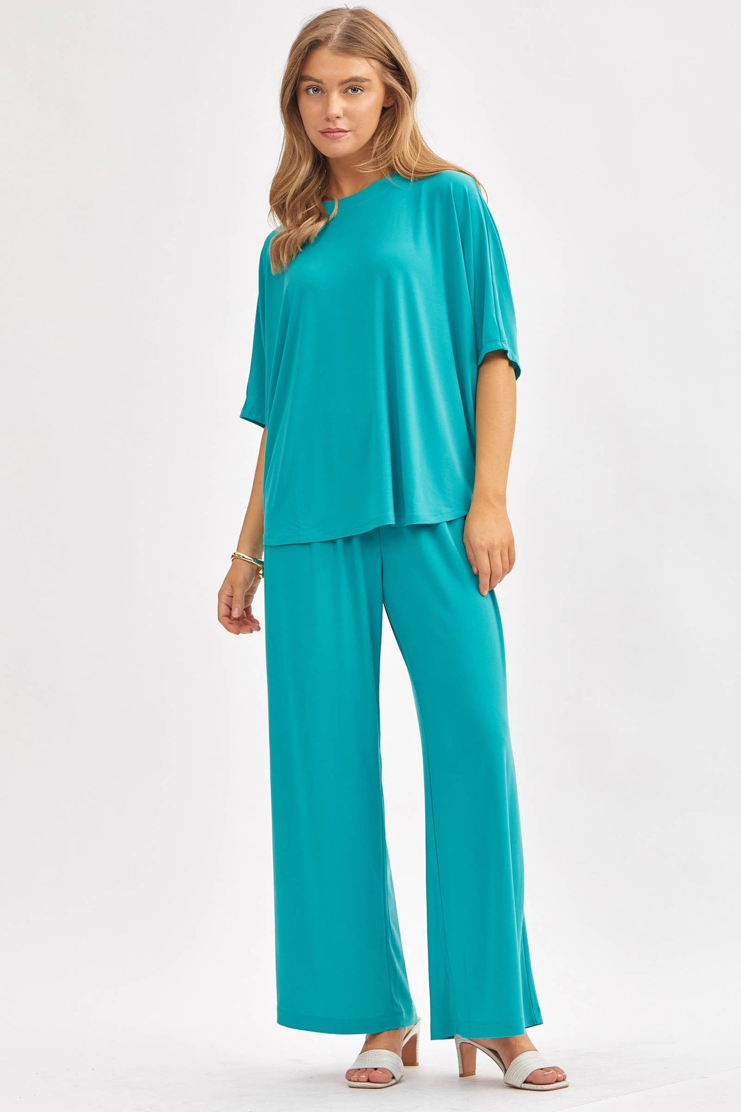 Dear Scarlett - Flowy Top + Wide Leg Set TRVSET-COASTAL: Fuchsia / S