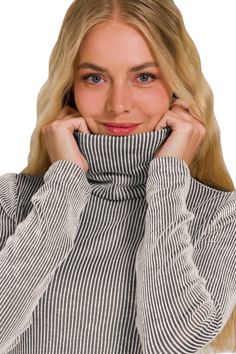42POPS - 'Ribbed Turtle neck Top As shown: OCEAN BLUE-158159 / S