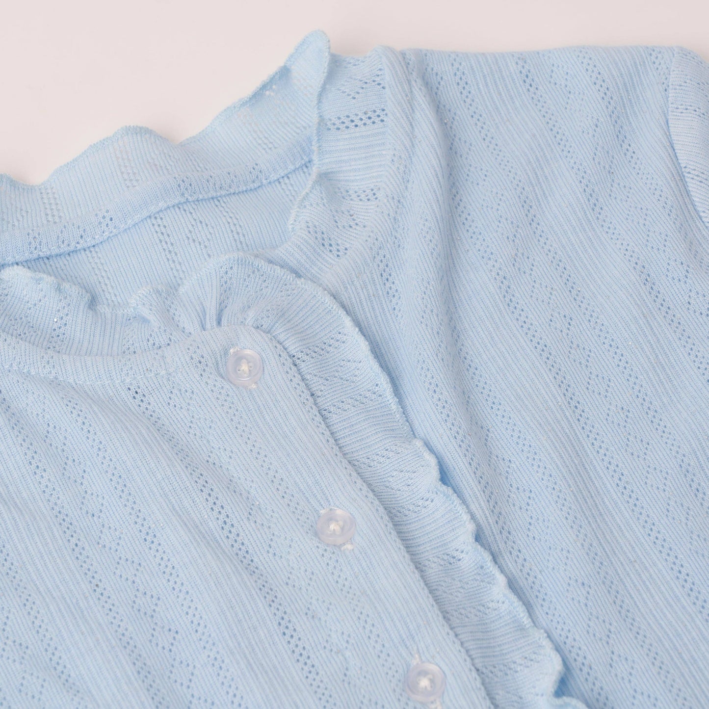 Kidpik - Lettuce Edge Pointelle Cardigan: Powder Blue Girl's size 7-16