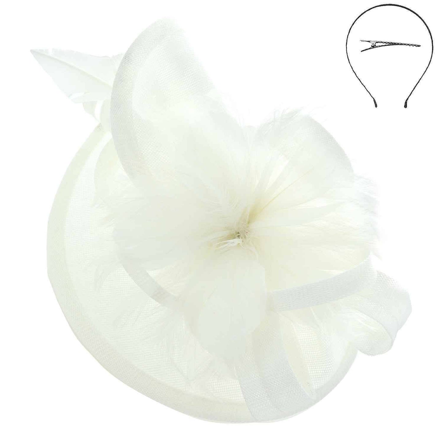 SP Sophia Collection - Fabric Mesh Feather Loop Fascinator: Fuchsia