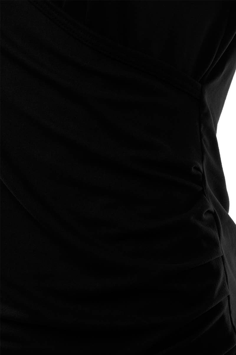 NINEXIS - CWTTL1403_3/4 Sleeve Tank Tops Deep V-Neck Surplice Wrap: NAVY / (S) 1