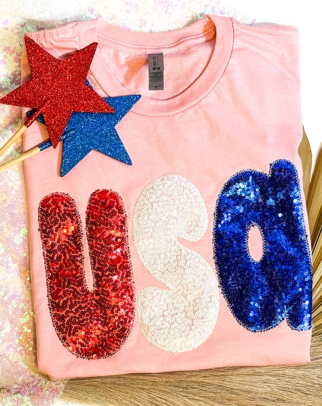 Shop Southern Belle - Pink USA Patriotic 4th of July Short Sleeve: Medium