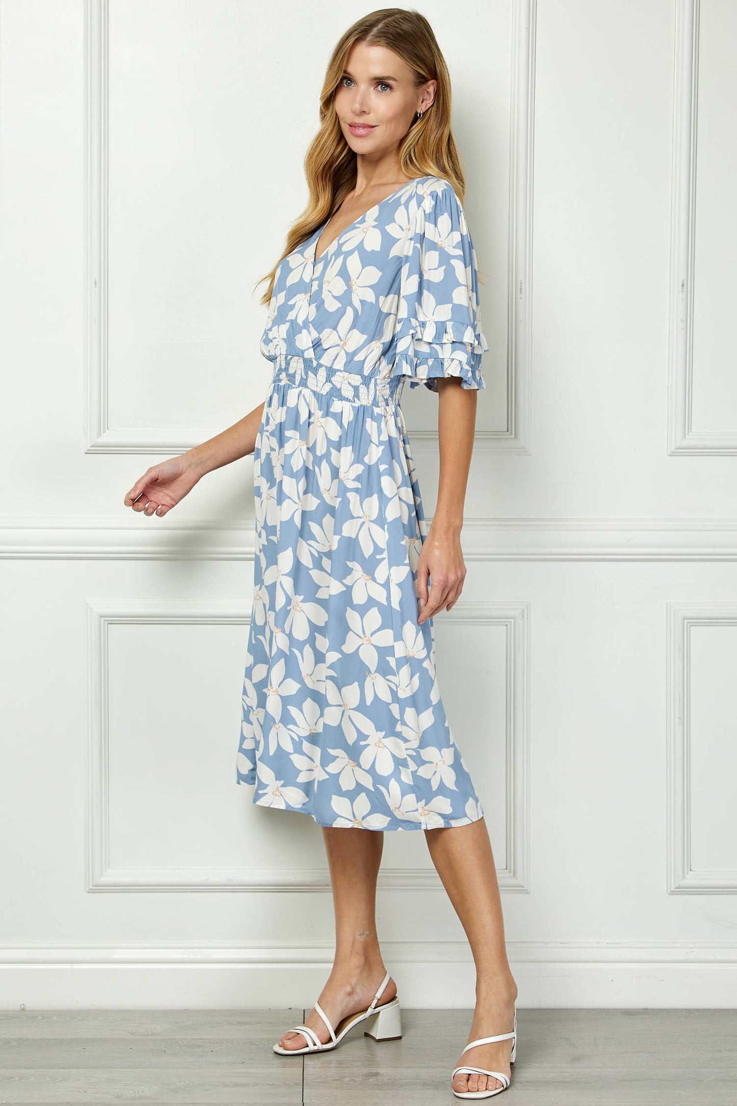 Winslow Collection - ELEGANT KIMONO INSPIRED SURPLICE DRESS  : BKCRM / M