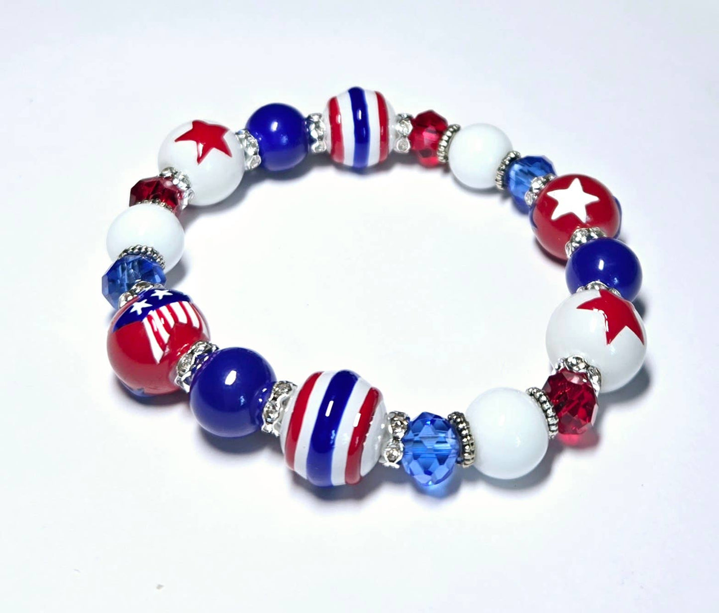 Fiona Accessories - American Flag Patriotic Bracelet, 4th of July Gift for Women: Flag