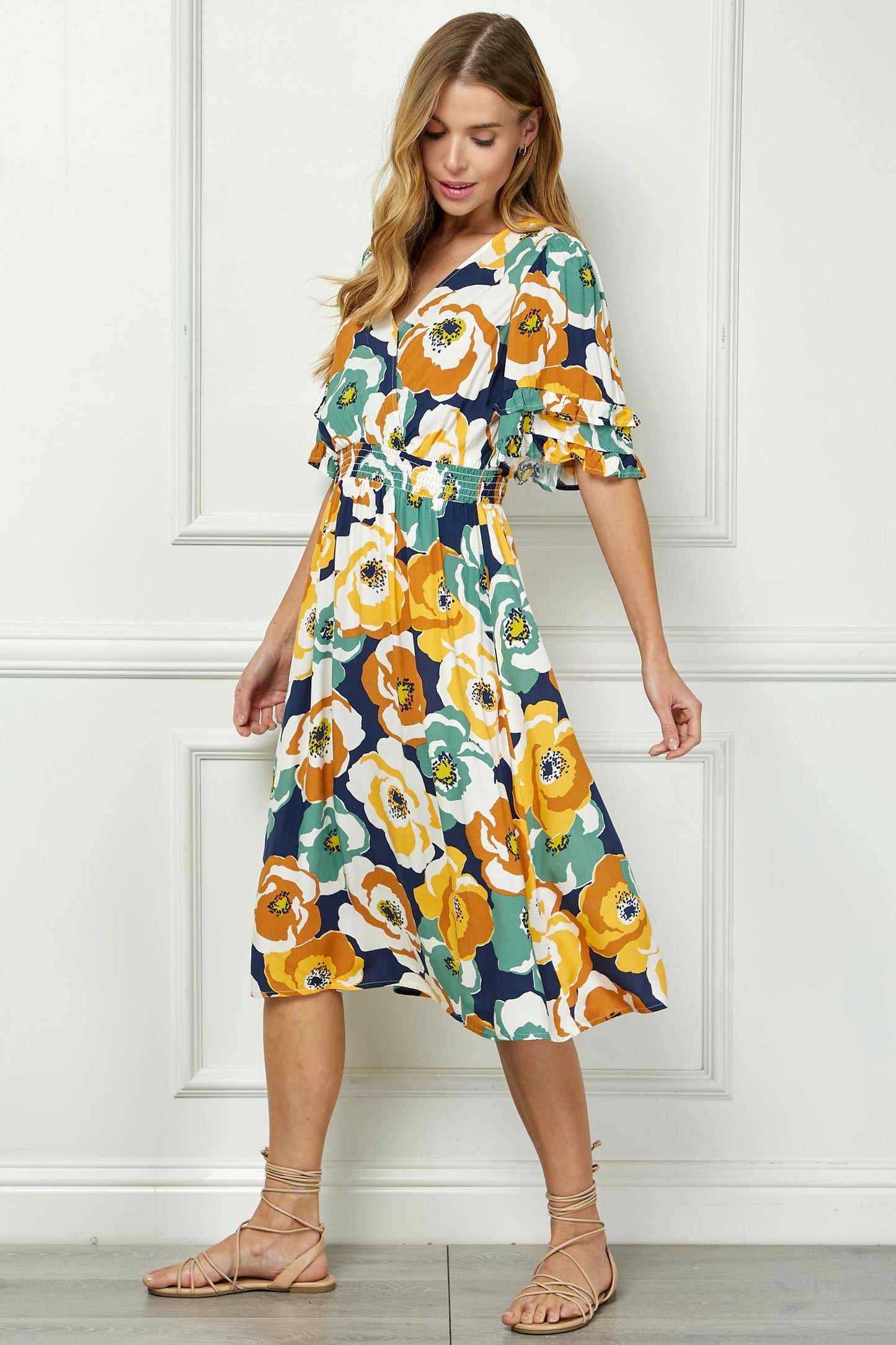 Winslow Collection - ELEGANT KIMONO INSPIRED SURPLICE DRESS  : BKCRM / M
