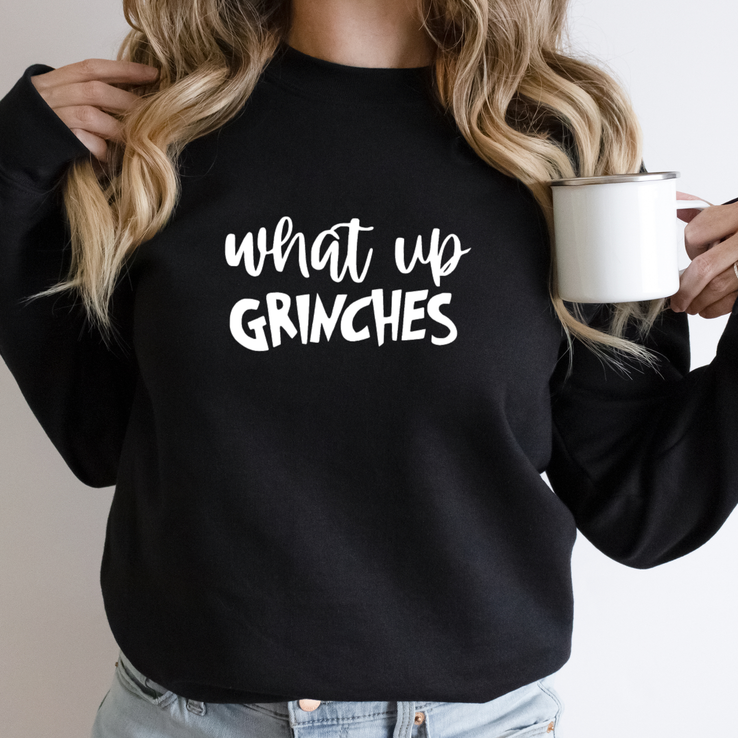 Wholehearted Motherhood and Co. - What Up Grinches Christmas Sweatshirt -  Graphic Tee: Green / Small