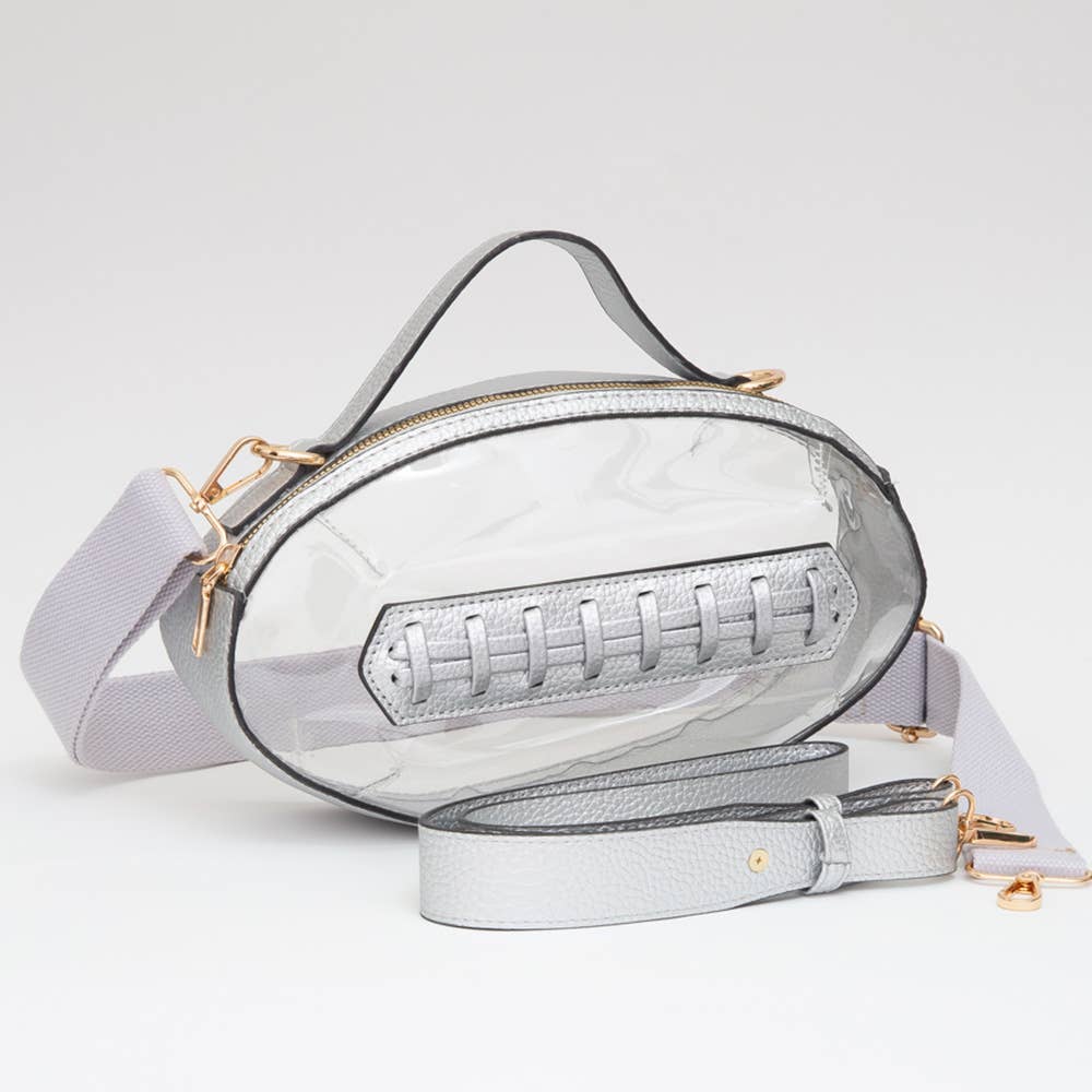 Sensibling Corp. - Football Shaped Transparent Crossbody Bag
: Brown
