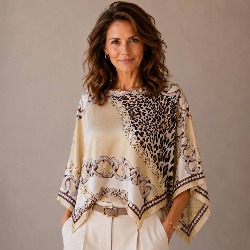 Sensibling Corp. - Leopard Chain Print Scarf Poncho: Pink