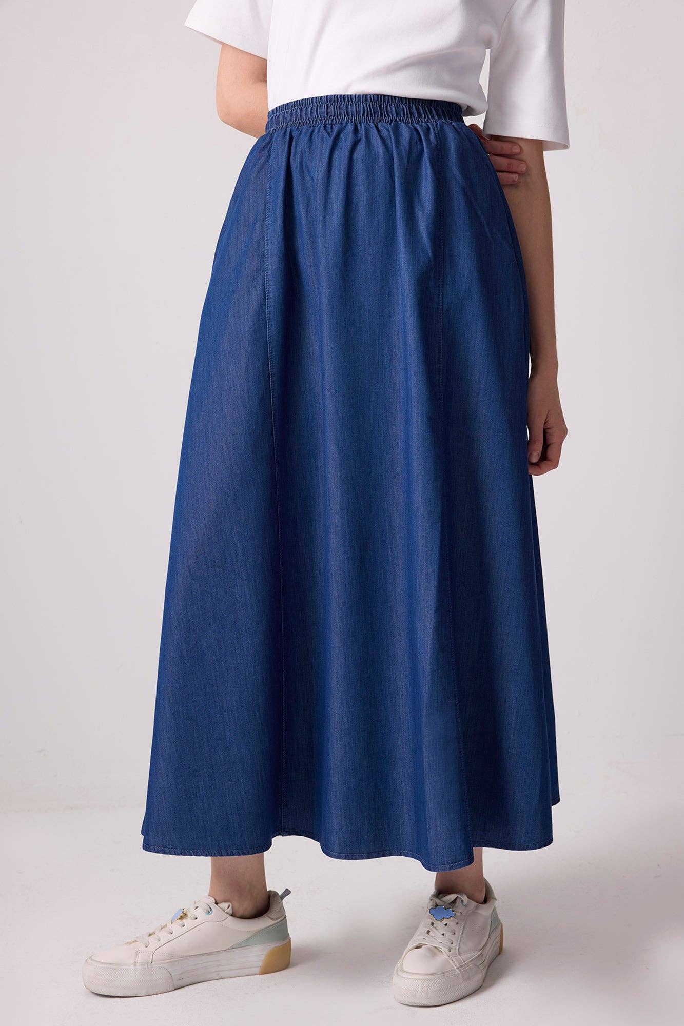 Touché Privé - ELASTIC WAIST DENIM-LOOK MAXI SKIRT