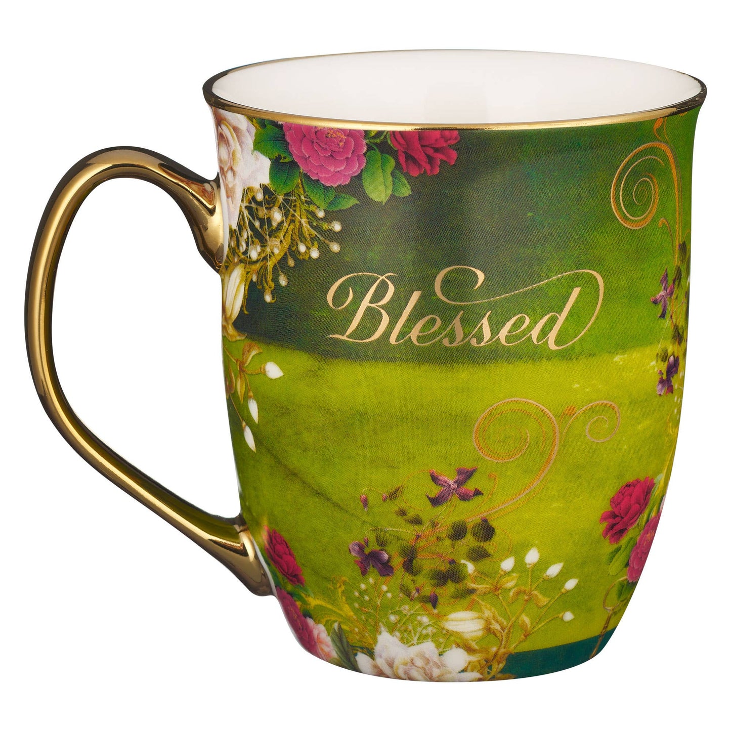 Christian Art Gifts - Mug Blue/White Peacock Blessed Jer. 17:7
