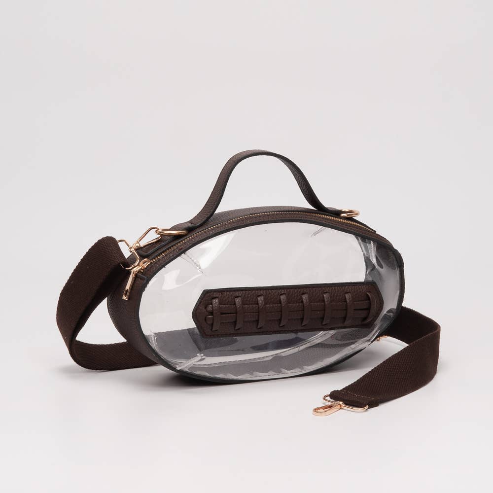 Sensibling Corp. - Football Shaped Transparent Crossbody Bag
: Brown